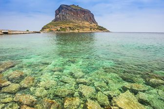 Monemvasia, pohled na ostrov